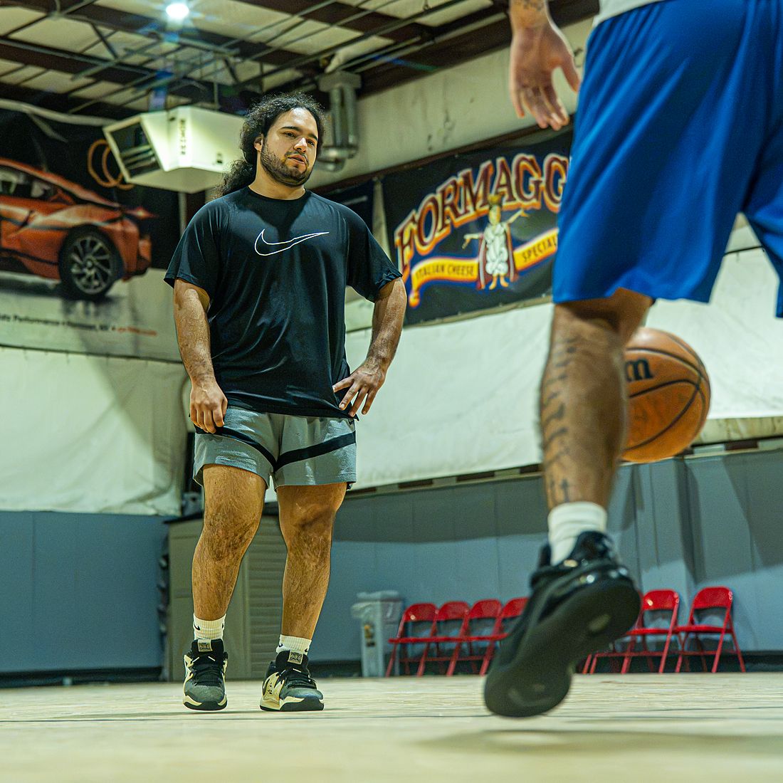 Footwork drill during a training session